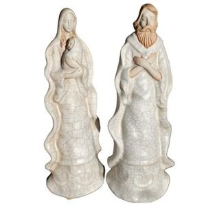 Vintage Tall Ceramic Holy Family Nativity Scene Christmas‎ Decor 10.2H x 3.7W